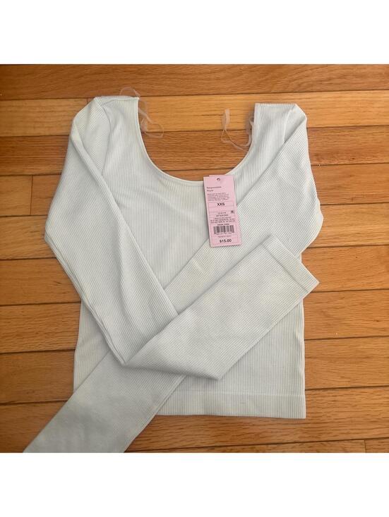 wild fable Tops - Wild Fable Women's White and Blue Crop-top